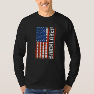 愛国的な煉瓦職人の旗米国市民建築 Tシャツ
