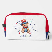 愛国的な熊パーソナライズされたの子供の名前 ドップキット (正面)