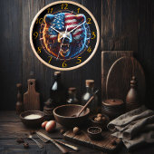 愛国的な熊:アメリカの象徴 壁時計