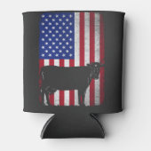愛国的な牛農家ファーム米国アメリカ国旗 缶クーラー (正面)
