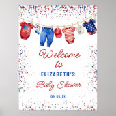 愛国的な物干しラインすべてのアメリカのシャワーへようこそ ポスター (正面)