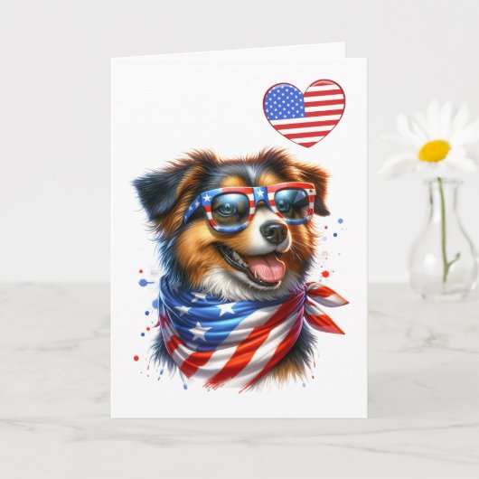 愛国的な犬のカード カード (小さな植物)