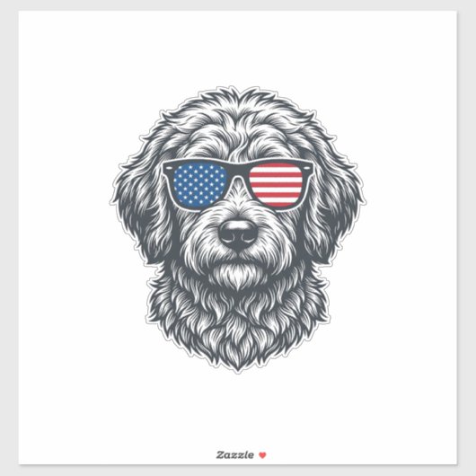 愛国的な犬のサングラス ヴィンテージ シール (シート)