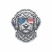 愛国的な犬のサングラス ヴィンテージ シール (正面)