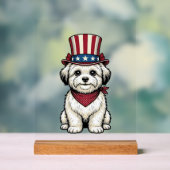 愛国的な犬のビンテージの彫刻ベクター デザイン_1 アクリルサイン (ニュートラル)