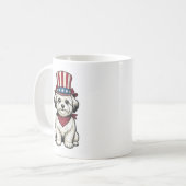 愛国的な犬のビンテージの彫刻ベクター デザイン_1 コーヒーマグカップ (正面左)