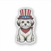愛国的な犬のビンテージの彫刻ベクター デザイン_1 シール (正面)