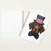 愛国的な犬のビンテージ彫刻Tシャツデザイン_1 プランナー手帳 (ディスプレー)