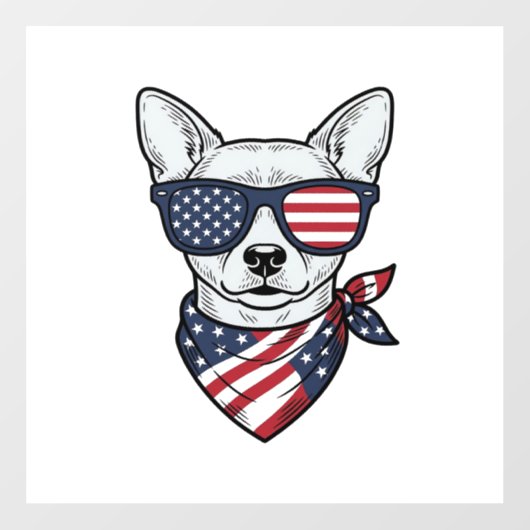 愛国的な犬のフラグサングラス ヴィンテージ ベクター ウィンドウサイン (シート)
