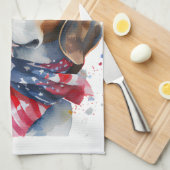 愛国的な犬食い キッチンタオル (四つ折り)