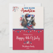 愛国的な犬 - スパニエル 4th of July カード (正面)