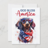 愛国的な犬-ダックスフント 4th of July カード (正面)