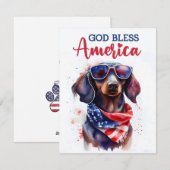 愛国的な犬-ダックスフント 4th of July カード (正面/裏面)