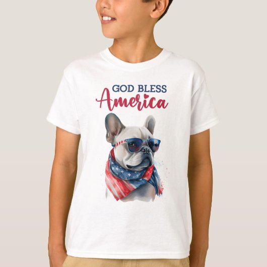 愛国的な犬 フレンチブルドッグ Tシャツ (正面)