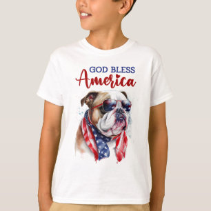 愛国的な犬-ブルドッグ Tシャツ