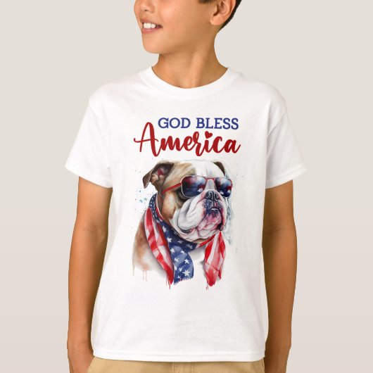 愛国的な犬-ブルドッグ Tシャツ (正面)