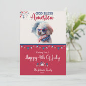 愛国的な犬 - プードルの独立記念日カード カード (スタンド正面)