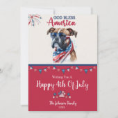 愛国的な犬 - ボクサー 4th of July カード (正面)