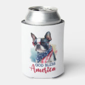 愛国的な犬 - ボストンテリア 缶クーラー (缶正面)