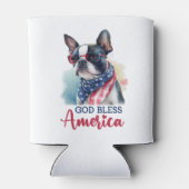 愛国的な犬 - ボストンテリア 缶クーラー (裏面)