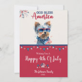 愛国的な犬 - ヨーキーの独立記念日カード カード (正面)