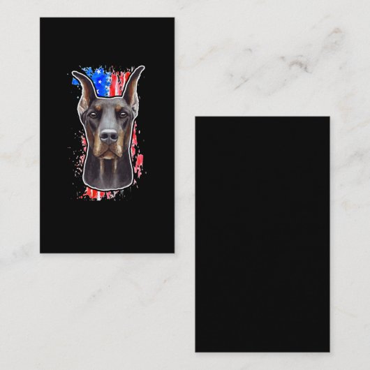 愛国的な犬USA国旗ドバーマン 名刺 (正面/裏面)