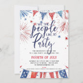 愛国的な独立記念日のBBQプールパーティー 招待状 (正面)