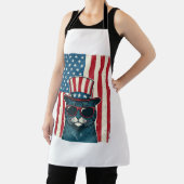 愛国的な猫の旗のビンテージの彫刻Tシャツデザイン エプロン (インサイチュ)