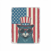 愛国的な猫の旗のビンテージの彫刻Tシャツデザイン シール (正面)