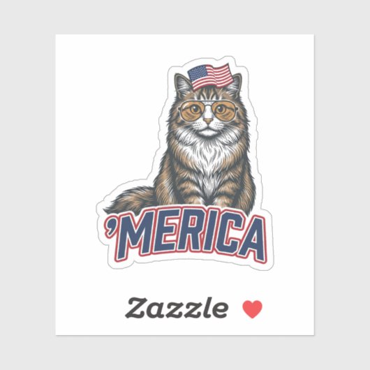 愛国的な猫メリカビンテージ彫刻Tシャツデザイン シール (シート)