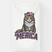 愛国的な猫メリカビンテージ彫刻Tシャツデザイン 横断幕 (縦)