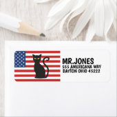 愛国的な猫差出人住所ラベル ラベル (インサイチュ)