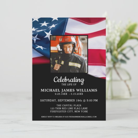 愛国的な生活お祝いアメリカ国旗のメモリアル 招待状 (スタンド正面)