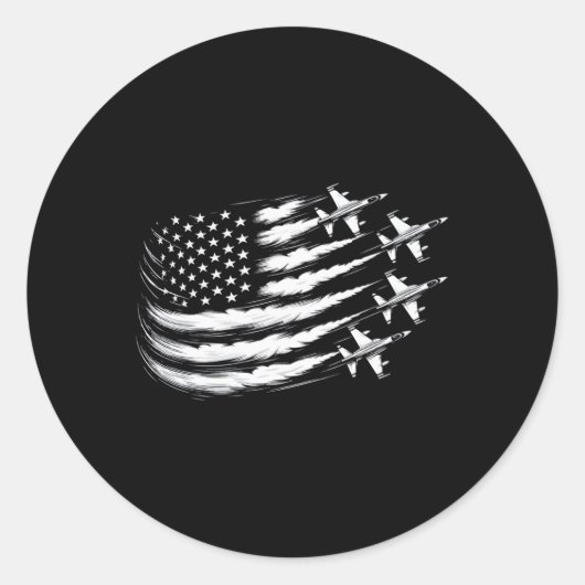 愛国的な白いアメリカ国旗の青い戦士Jの4th ラウンドシール (正面)