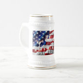 愛国的な神の祝福アメリカ合衆国旗 ビールジョッキ (正面左)