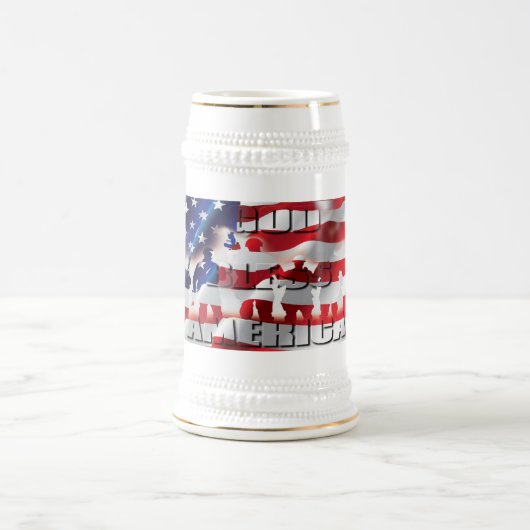 愛国的な神の祝福アメリカ合衆国旗 ビールジョッキ (中央)