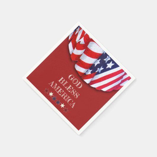 愛国的な神の祝福アメリカ赤白青バント スタンダードカクテルナプキン (角)