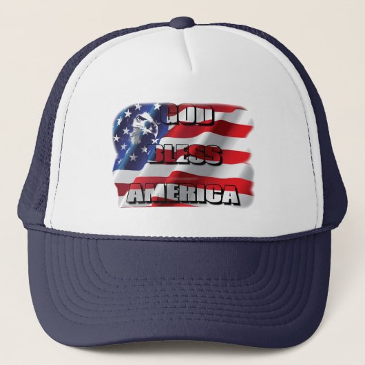 愛国的な神の祝福アメリカ鷲と旗 キャップ (正面)
