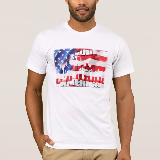 愛国的な神はアメリカを祝福します Tシャツ (正面)