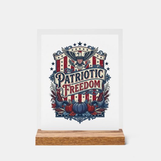 愛国的な秋の収穫ベクターグラフィックTシャツ アクリルサイン (正面)