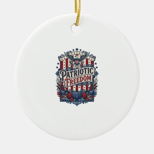 愛国的な秋の収穫ベクターグラフィックTシャツ セラミックオーナメント (正面)