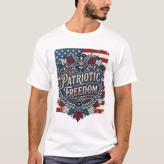 愛国的な秋の葉ベクターグラフィックTシャツ Tシャツ (正面)