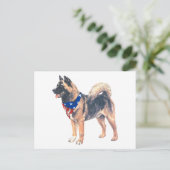愛国的な秋田犬 ポストカード (スタンド正面)