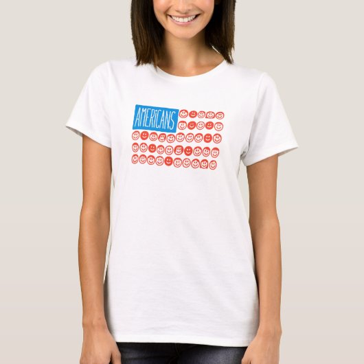 愛国的な笑顔のアメリカ国旗の多様性 Tシャツ (正面)