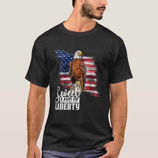 愛国的な第4回7月イーグルアメリカ国旗アメリカBir Tシャツ (正面)