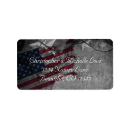 愛国的な米国の国旗と星の住所 ラベル