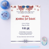 愛国的な米国の国旗と星メモリアルデー チラシ (シングル)