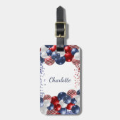 愛国的な米国の国旗の赤白青名 ラゲッジタグ (正面縦)