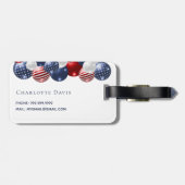 愛国的な米国の国旗の赤白青名 ラゲッジタグ (裏面横)