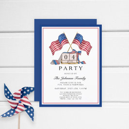愛国的な米国の国旗7月4日 インビテーションポストカード